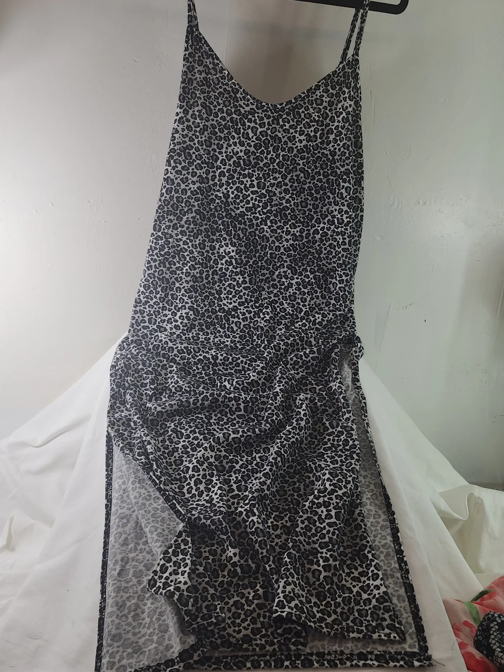 Black & White Leopard Print Maxi Slip Skirt